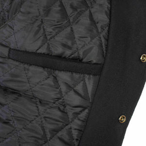 Veste universitaire en toile enduite vierge de style hip-hop en gros pour veste de baseball personnalisée avec manches en cuir de laine - Product Image 2