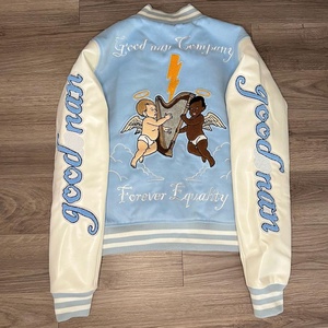 OEM 100% <b>Wool</b> Embroidery Letter Logo Fleece Varsity Bomber Jacket Custom Winter Letterman Baseball Jacket for Men college - Product Image 3