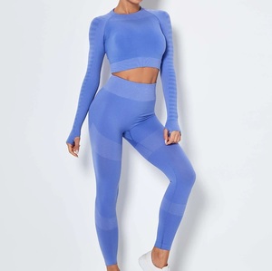 Conjunto de ropa deportiva de Yoga con realce de glúteos de cintura alta para mujer, de nuevo estilo traje deportivo, sujetador y mallas transpirables elásticos - Product Image 3