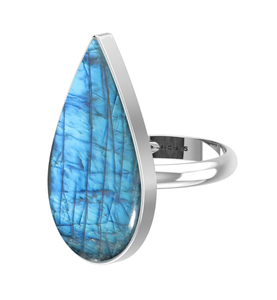 925 Sterling Silver High Finish Natural Unisex Engagement <b>Ring</b> Bezel Setting <b>Labradorite</b> Pear Oval Shapes Classic Style <b>Ring</b> - Product Image 2