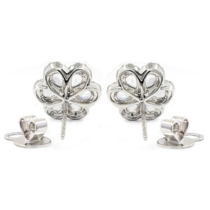 Boucles d'oreilles clous tendance en or blanc massif 18 carats de qualité supérieure, serties de diamants véritables taille brillant, monture griffe, vente directe usine - Product Image 3