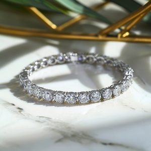 Bracelet de tennis pour hommes en argent sterling 925 plaqué or blanc VVS Moissanite testeur de diamants glacés Bracelets à maillons fins cadeau - Product Image 5