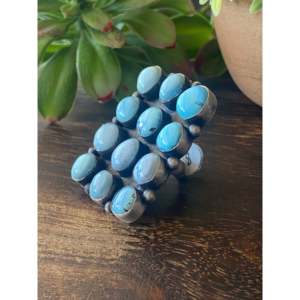 Bague en argent sterling et turquoise Bea Tom, taille 8 - Bijou statement bohème - Product Image 4