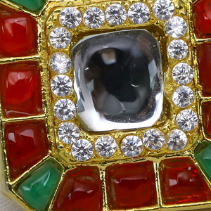 Tops chapados en oro macizo de 24 quilates en verde, rojo, CZ y piedras Kundan cortadas a mano Servicio OEM Pendientes de estilo pakistaní Joyería - Product Image 6