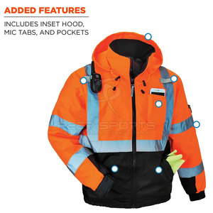 Chaqueta de seguridad de tela fluorescente ligera para hombre con cinta reflectante duradera Ropa DE TRABAJO transpirable con detalles reflectantes - Product Image 4