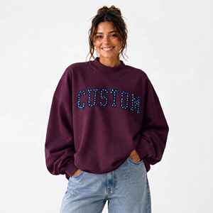 Sudadera de cuello alto personalizada con bordado, estilo streetwear, de algodón suave, tipo jersey, de forro polar, oversize, para mujer - Product Image 1
