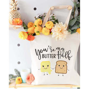 กระเป๋าผ้าแคนวาสแบบเปิด-ปิด You're My Butter Half - Product Image 2