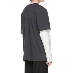 Coupe ample longues chemises à manches doubles t-shirts vierges Streetwear surdimensionné à manches doubles 100% coton T-Shirt pour hommes - Product Image 5