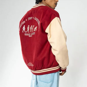 Chaqueta de Forro Polar Casual para Hombre al por Mayor, Estilo Universitario, para Invierno, con Logotipo Bordado Personalizado, Mangas de PU, Técnica de Teñido Liso - Product Image 5