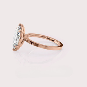 Bague de fiançailles solitaire en diamant de laboratoire taille marquise en or jaune/blanc/rose 14 carats - Product Image 2