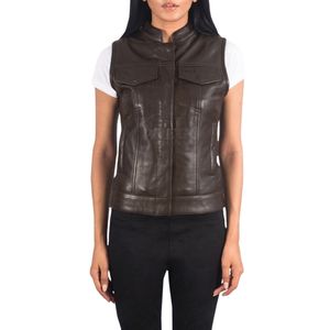 Chaleco de Cuero Acolchado sin Mangas para Mujer, de Alta Calidad, Casual, para Invierno, con Forro de Algodón, Impermeable, Venta Caliente de Fábrica - Product Image 1