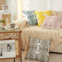 Ensemble de 2 coussins carrés super doux en mélange de coton texturé 18''x18'' avec motif brodé pour la literie, le sol et la décoration