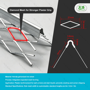 Perfil de esquina de malla metálica expandida galvanizada <span class=keywords><strong>para</strong></span> paneles de yeso, protector de esquina de pared antirrotura con alas de malla de diamante - Product Image 6