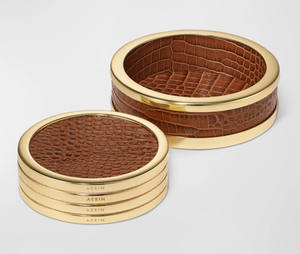 Colette crocet-ที่รองแก้วหนังนูนชุด4ชิ้นเครื่องดื่มร้อนและเย็นเครื่องดื่มตกแต่งบ้านและบาร์ทันสมัย - Product Image 1