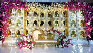 Jodha Akbar tema boda escenario espejo paneles Walima noche decoración lujo espejo paneles tendencia escenario marcos traseros DSTExports venta - Product Image 2