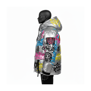 แจ็กเก็ตทรงปลาปักเป้าแฟชั่นสำหรับผู้ชายเสื้อแจ็กเก็ตลายกราฟฟิตีทำจากโพลีเอสเตอร์แบบพรีเมียมโลโก้ตามสั่งปักลายสำหรับผู้ชาย - Product Image 5