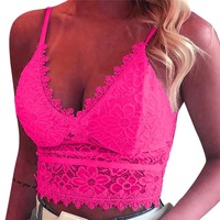 Femmes Plus Size Lace Vest Yoga Summer Top Soutien-gorge sans fil Lingerie Sexy V-Neck Tank Top Tee Crop Top
