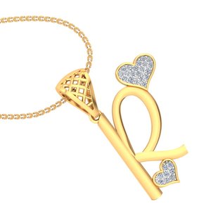 Ishi Diamantes Elegante 18K Oro R Alfabeto Laboratorio Cultivado Diamante Colgante - Product Image 4