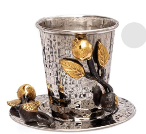 Top Shabbat Juif bénédiction religieuse tasse à vin Shabbat Vacances Kiddoush tasse en acier inoxydable avec argent et or - Product Image 3