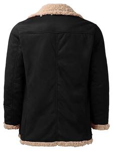 Chaquetas de invierno con estilo para hombre, abrigos gruesos y cálidos de lana, cuello vuelto, cierre de botón, tela estampada de lona para clima frío - Product Image 5