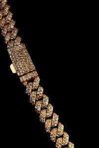 Collar de Cadena Cubana Chapado en Oro con Incrustaciones de Circonitas, Joyería Hip Hop de Moissanita, Regalo para Fiestas Ortodoxas - Product Image 3