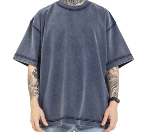 Nouveauté 2025 blanc Vintage graphique personnaliser surdimensionné soleil fondu pierre acide lavé t-shirt pour hommes - Product Image 2