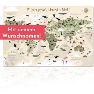 Alfombrilla de Escritorio con Mapa del Mundo en Color Beige POD, con Nombre Personalizado, Diseño de Dibujos Animados, Material de Tela - Product Image 4