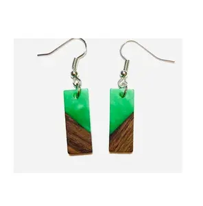 Wholesale Wooden and resin Dangle Earrings Big Resin Wood Drop Earrings for Women Jewelry with sale product