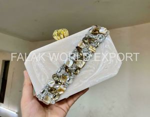 Bolso de Mano de Lujo para Mujer, Accesorio de Moda para Bodas de Diseñador, Hecho a Mano, Decoración de Perlas de Resina, FWE - Product Image 6