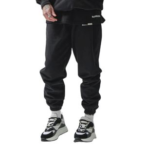 Collegiate Black <b>Cuffed</b> <b>Jogger</b> 100 Percent Cotton Fleece Relaxed Fit Streetwear Pants With Screen Print And Rear Zip Pocket - Product Image 5