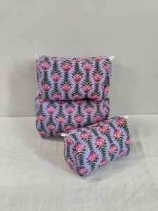Set Of 3 Cotton Quilted Makeup <b>Bag</b> & Organizer Cotton <b>Toiletry</b> Case <b>Travel</b> <b>Bag</b> floral Print Makeup <b>Bag</b> <b>Toiletries</b> Organizer <b>Bag</b> - Product Image 3