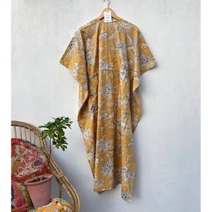 ชุดคลุมอาบน้ำผ้าฝ้ายพิมพ์ลายดอกไม้สไตล์ฮิปปี้ แขนสั้น ฟรีไซส์ - Product Image 2