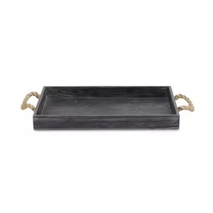 High Selling Modern <b>Black</b> Coated Wooden <b>Serving</b> <b>Tray</b> with Rope Handle Elegant Food Platter for Home Kitchen Hotel Restaurant Use - Product Image 4