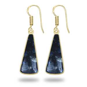 Pendientes de Larvikita Natural de Alta Calidad, Joyería Chapada en Oro para Bodas, Pendientes Colgantes de Piedras Preciosas para Mujer - Product Image 1