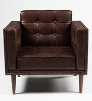 Canapé Chesterfield moderne en bois massif et cuir PU, une place, capitonné, pour salon, chambre ou hôtel