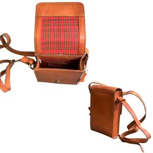 Durable Handmade Brown <b>Leather</b> Phone Crossbody Classic <b>Small</b> Sling <b>Purse</b> with Buckle Flap Closure Handmade From Indonesia - Product Image 5