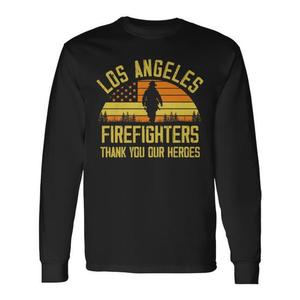 T-shirt à manches longues de qualité supérieure pour pompiers de Los Angeles, avec inscription « Nos héros, merci», fabriqué à la main à LA - Product Image 1