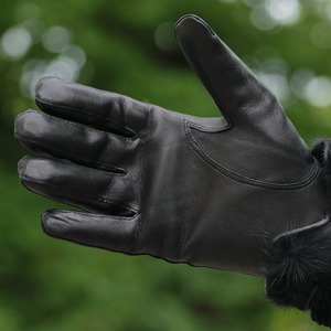 Gants de conduite vintage pour motard en cuir de mouton doublé de fourrure de lapin pour homme, respectueux de l'environnement, compatibles avec les écrans tactiles, détection des aiguilles, OEM - Product Image 4