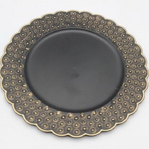 Placa de cargador de cocina y hogar de diseño Premium, plato de servicio de aspecto elegante de Color negro para restaurante - Product Image 1