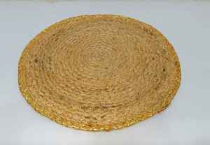 Set de table rond en jute bio, fait main, durable, moderne, avec bordure dorée, pour la maison, les mariages, les banquets ou les événements en plein air - Product Image 4