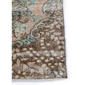 Alfombra de Lana Anudada a Mano de Estilo Vintage, Diseño Rectangular Abstracto con Medallón Rosa y Morado para Sala de Estar o Pasillo, Pae-3268 - Product Image 4