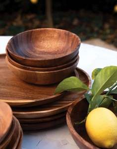 DISCOVER HANDICRAFT Tazón de masa de madera hecho a mano para frutas o ensaladas Tazón de granja rústico vintage de alta calidad - Product Image 1