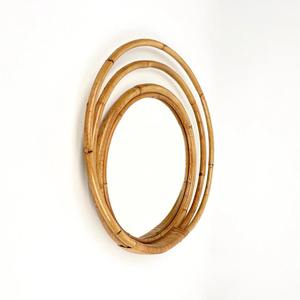 Modern Stylish <b>Triple</b> Ring Rattan <b>Mirror</b> Natural Boho Framed round Wall Decor for Living Room Bedroom or Bathroom - Product Image 2