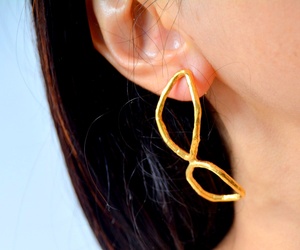 Nueva moda, pendientes de tuerca modernos dorados, joyería geométrica hecha a mano - Product Image 5