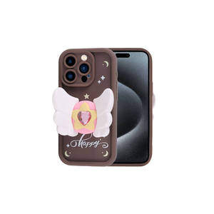 Coque en silicone rose foncé Netzy pour iPhone 15 Pro Max, protection de l'appareil photo, design figuratif, matériau PC, style INS, finition givrée - Product Image 4