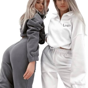 Pasuxi 2025 Chất Lượng Cao Hai Mảnh Thiết Lập Rắn Đứng Cổ Áo Dây Kéo Thể Thao Tracksuit Dài Tay Áo Và Quần Phụ Nữ Activewear Bộ - Product Image 1