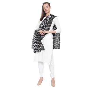 Mujer diseñador étnico indio colorido bordado señoras Dupatta estola algodón Lino crepé acrílico poliéster Georgette - Product Image 4