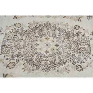 Vintage 3.6x6.6 ft Rug, Turkish Rug, <b>Brown</b> Floral <b>Wool</b> Rug - Product Image 5