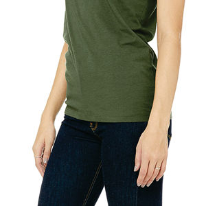 Bande d'épaule plus longue longueur du corps 100% Airlume peignée et anneau en coton filé 32 simple 4.2 oz vert militaire femmes Slim Fit t-sh - Product Image 5