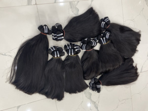 Extensiones de cabello humano Remy virgen dibujado doble Extensiones de tejido de cabello de onda recta natural 8 "-28" Longitud vietnamita - Product Image 2